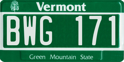VT license plate BWG171