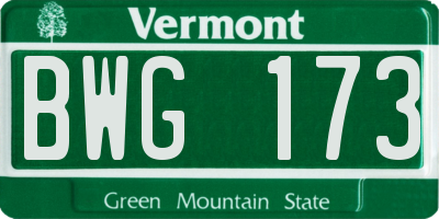 VT license plate BWG173
