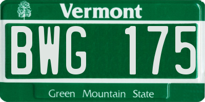 VT license plate BWG175