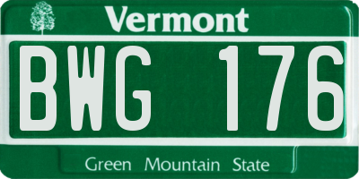 VT license plate BWG176