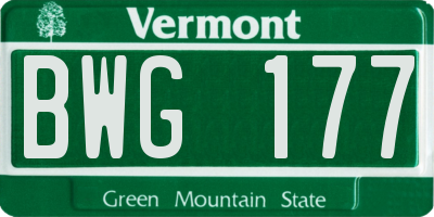 VT license plate BWG177