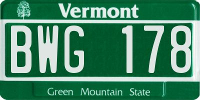 VT license plate BWG178