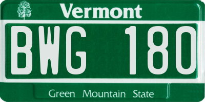 VT license plate BWG180