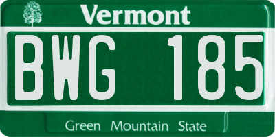 VT license plate BWG185