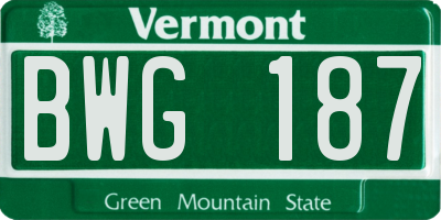 VT license plate BWG187