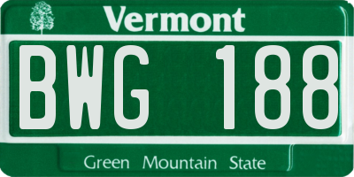 VT license plate BWG188