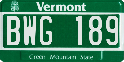 VT license plate BWG189