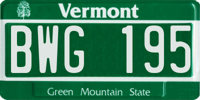 VT license plate BWG195