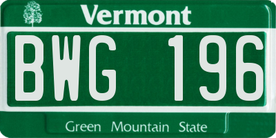 VT license plate BWG196