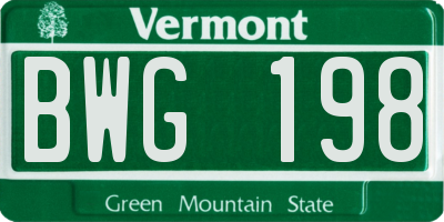 VT license plate BWG198