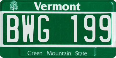 VT license plate BWG199