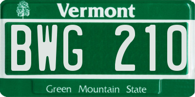 VT license plate BWG210