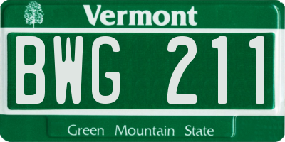 VT license plate BWG211