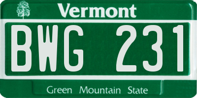 VT license plate BWG231
