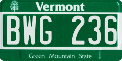 VT license plate BWG236