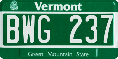 VT license plate BWG237