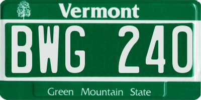 VT license plate BWG240
