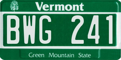 VT license plate BWG241