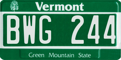 VT license plate BWG244