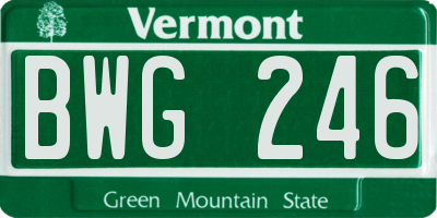 VT license plate BWG246