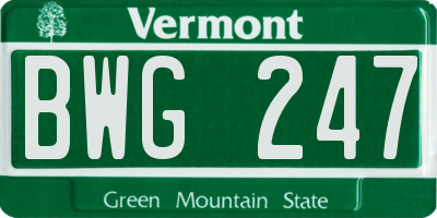 VT license plate BWG247