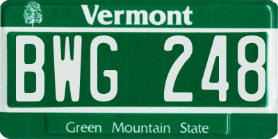 VT license plate BWG248