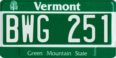 VT license plate BWG251