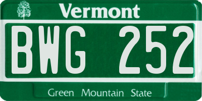 VT license plate BWG252
