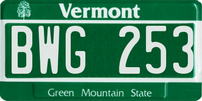 VT license plate BWG253