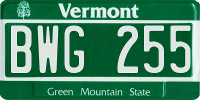 VT license plate BWG255