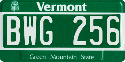 VT license plate BWG256