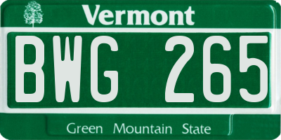 VT license plate BWG265