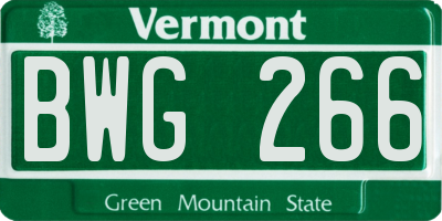 VT license plate BWG266
