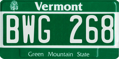 VT license plate BWG268