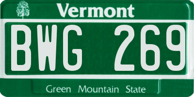 VT license plate BWG269