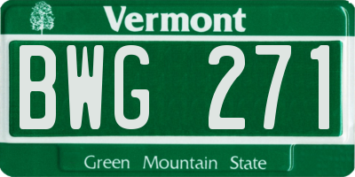 VT license plate BWG271