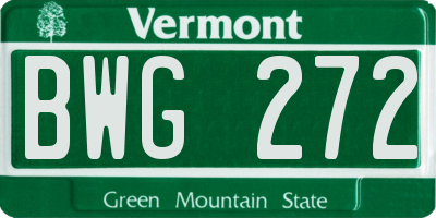 VT license plate BWG272
