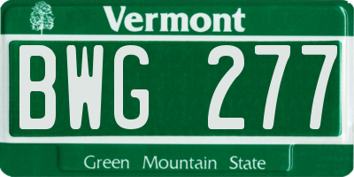 VT license plate BWG277
