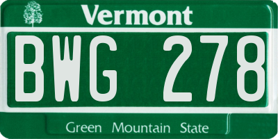 VT license plate BWG278
