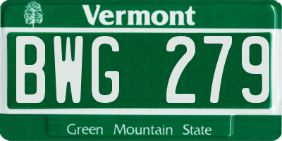 VT license plate BWG279