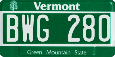 VT license plate BWG280