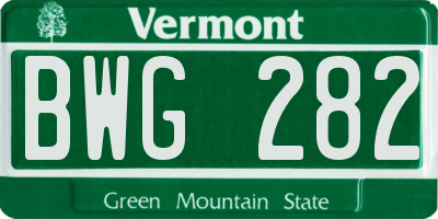 VT license plate BWG282