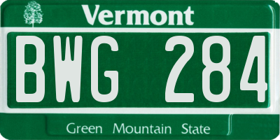 VT license plate BWG284