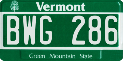 VT license plate BWG286