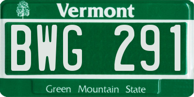VT license plate BWG291
