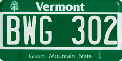VT license plate BWG302