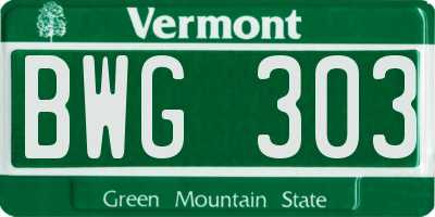 VT license plate BWG303