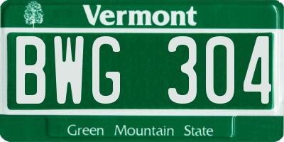 VT license plate BWG304