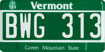 VT license plate BWG313