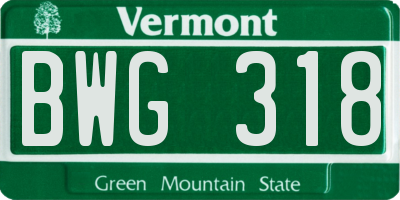 VT license plate BWG318